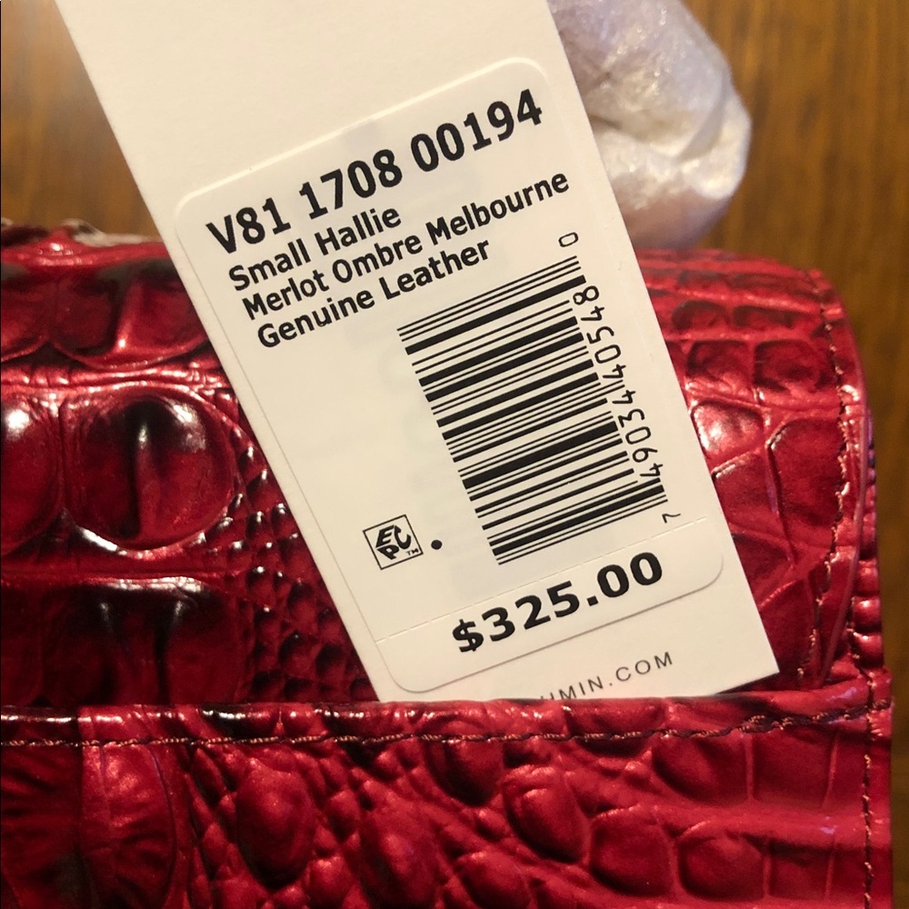NWT-Brahmin-Small Hallie-Merlot Ombre Melbourne-Leather-Dust Bag-$325 - Picture 10 of 16
